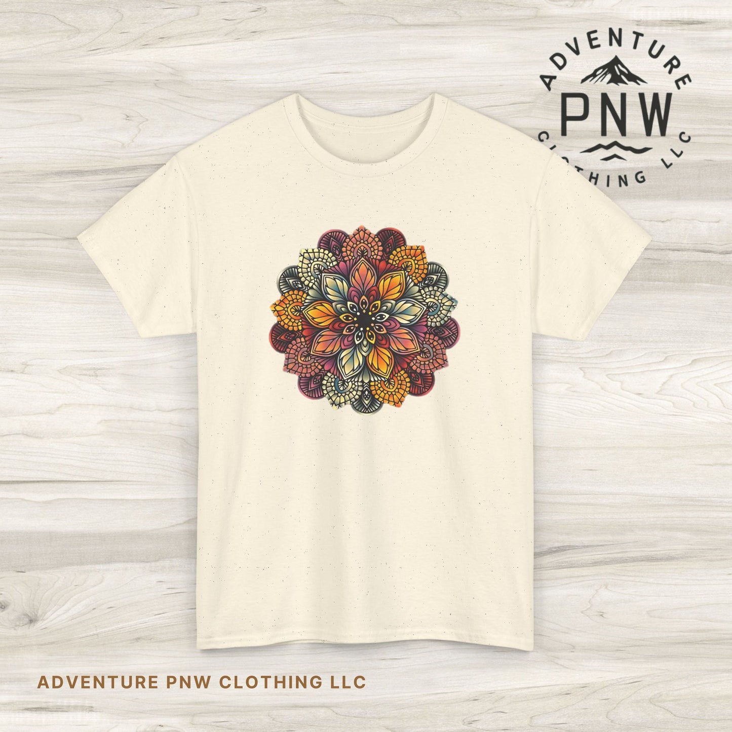 Mandala Floral Printed T Shirt, Women Casual Outdoorsy Tee for Glamping & Hiking, Adventure Shirt, Boho Style Top