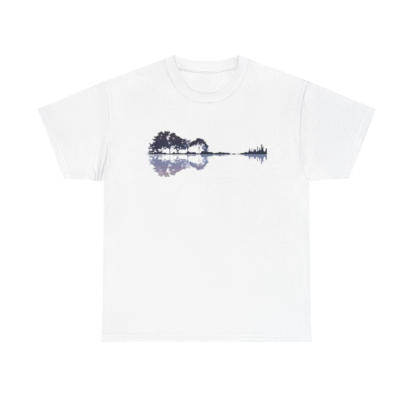 Nature Guitar Men T-Shirt, Creative Guitar Printed Tee for Glamping & Adventure, Outdoorsy Shirt
