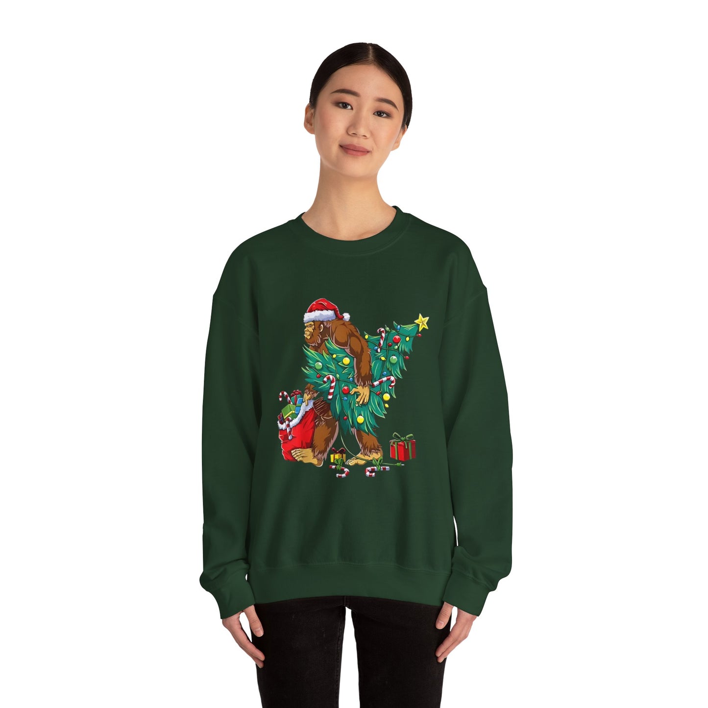 Bigfoot Christmas Lights Sweatshirt, Sasquatch Xmas Jumper, Holiday Bigfoot Sweater, Unisex Bigfoot Crewneck, Christmas Sweatshirt for Men