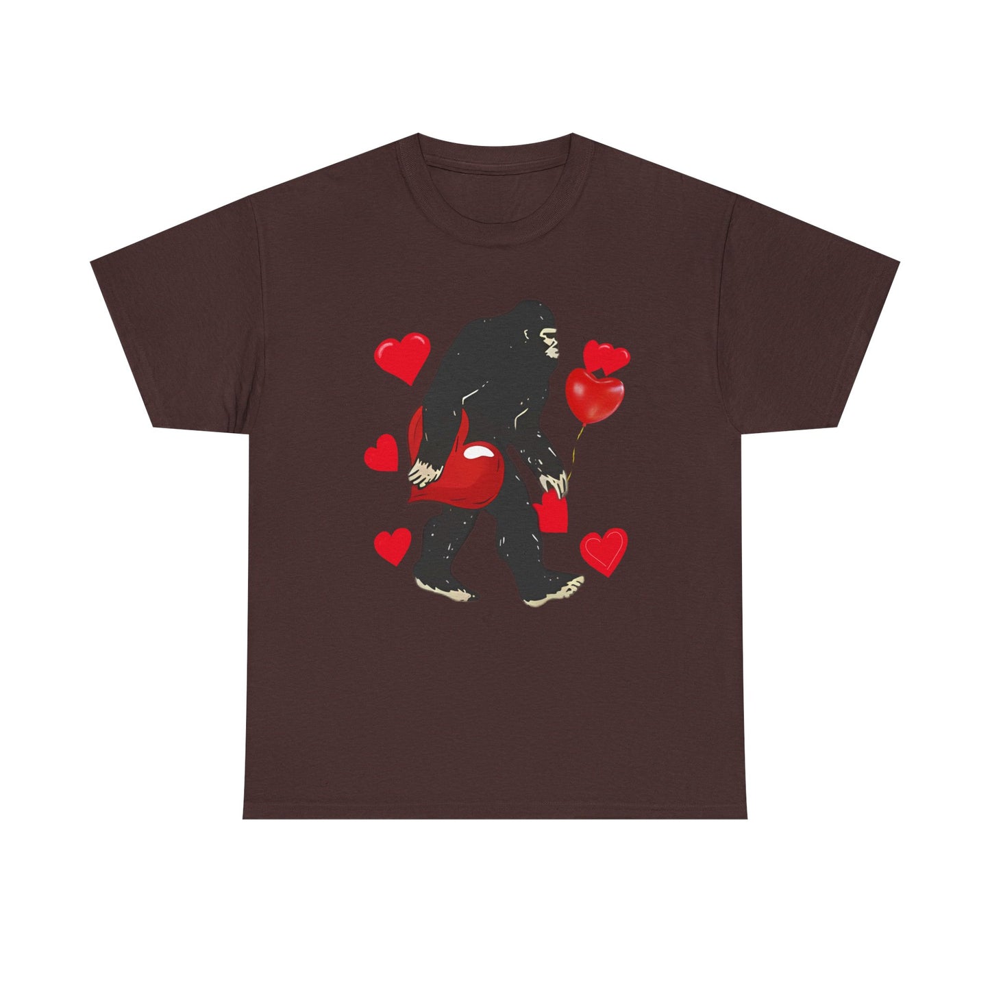 Bigfoot Valentine Shirt, Funny Bigfoot Love Tee, Valentines Day Gift, V-Day Heart T-Shirt, Unisex Heavy Cotton Tee, Sasquatch Valentine