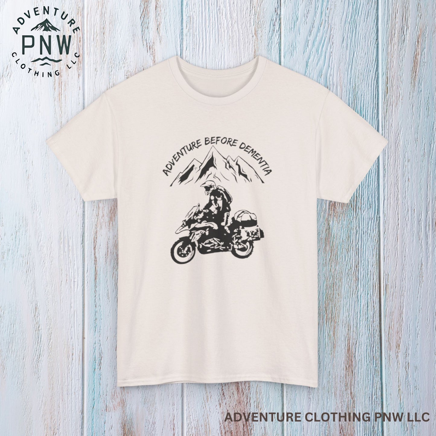 Adventure Before Dementia T-Shirt, Motorcycle & Mountain Travel Tee, Unisex Hiking and Camping Shirt for Outdoor Enthusiasts