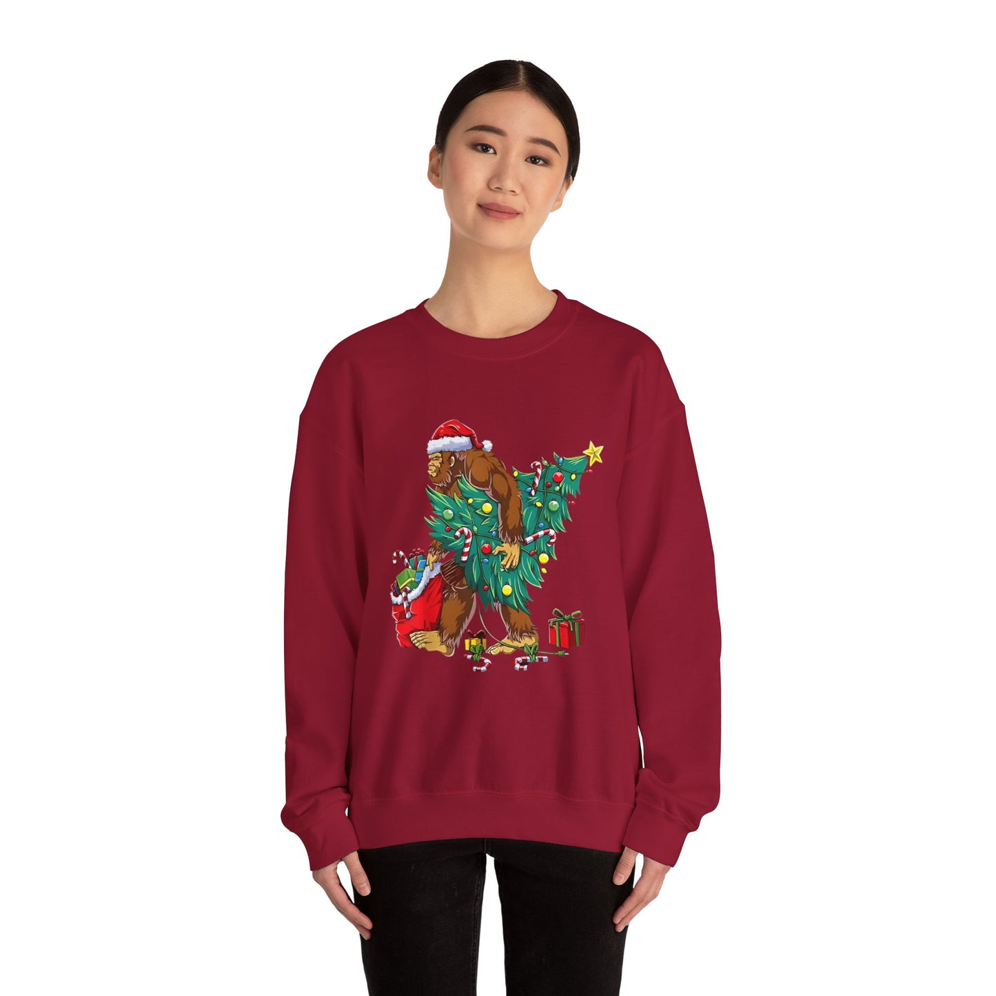 Bigfoot Christmas Lights Sweatshirt, Sasquatch Xmas Jumper, Holiday Bigfoot Sweater, Unisex Bigfoot Crewneck, Christmas Sweatshirt for Men