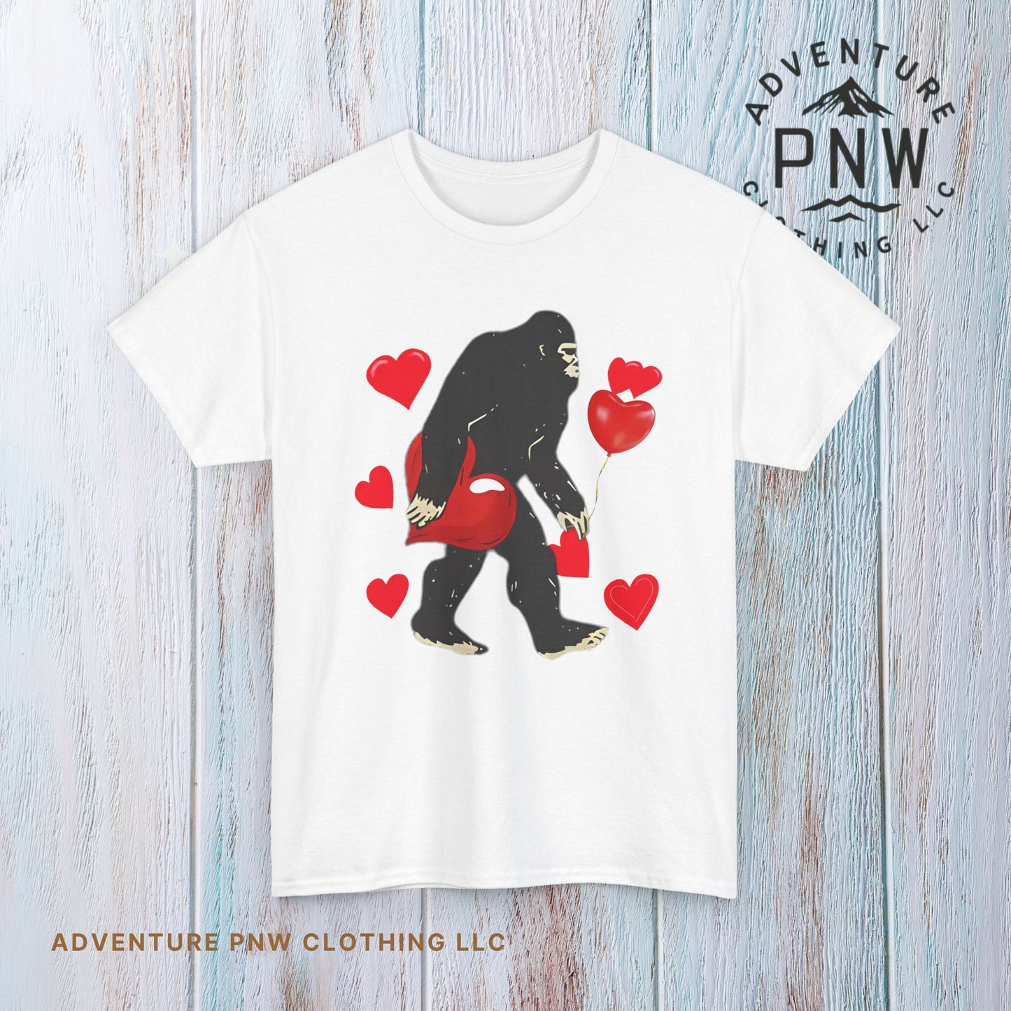 Bigfoot Valentine Shirt, Funny Bigfoot Love Tee, Valentines Day Gift, V-Day Heart T-Shirt, Unisex Heavy Cotton Tee, Sasquatch Valentine