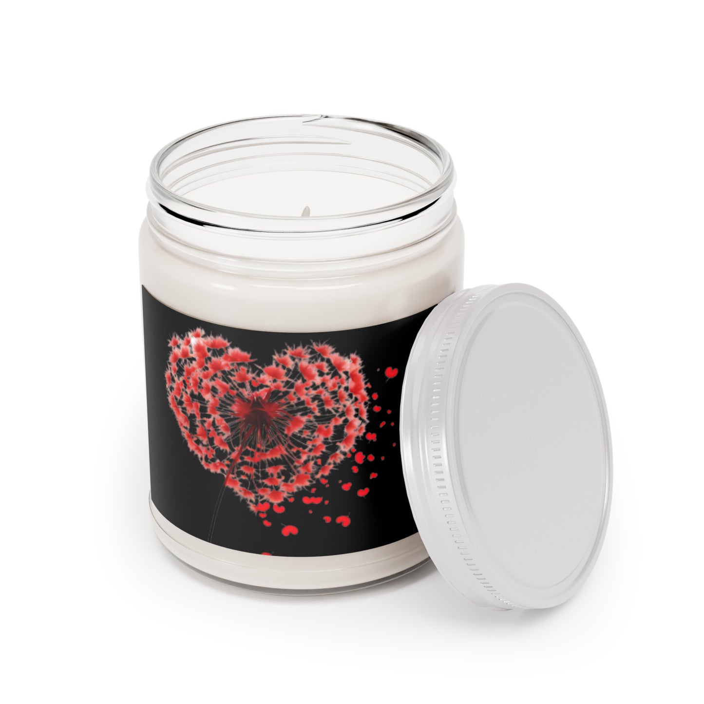 Dandelion Heart Candle, Valentine Candle, Wildflower Candle, 9oz Scented Candle, Lovers Candle, Gift for Valentines, Valentine Flower
