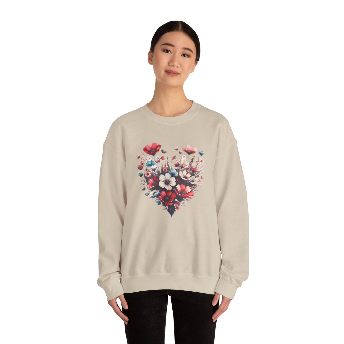 Heart Shaped Flowers Sweatshirt - Floral Graphic Shirt, Botanical Garden Lover Gift, Romantic Nature Print Apparel, Spring Blossoms Top,