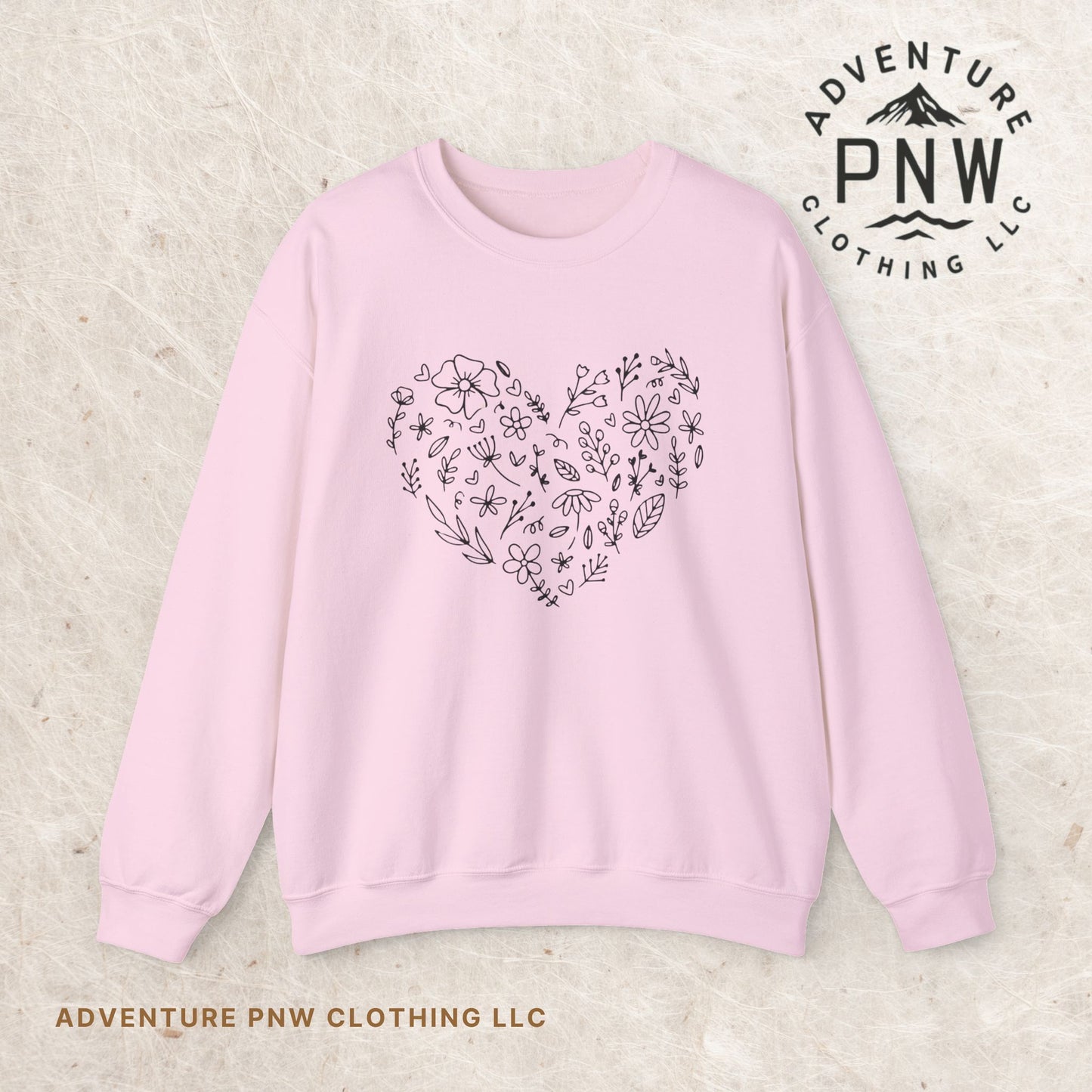 Floral Heart Sweatshirt, Boho Flower Heart Design Sweatshirt, Cute Nature Lover Sweatshirt, Botanical T-Shirt, Valentine's Day Gift for Her