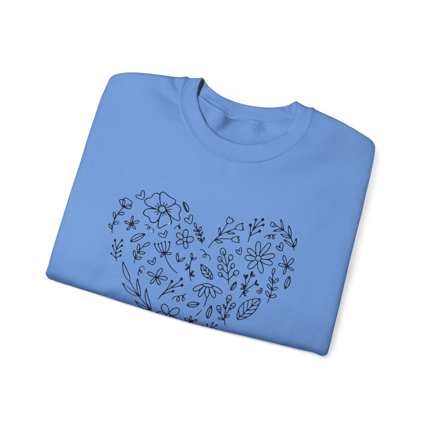 Floral Heart Sweatshirt, Boho Flower Heart Design Sweatshirt, Cute Nature Lover Sweatshirt, Botanical T-Shirt, Valentine's Day Gift for Her