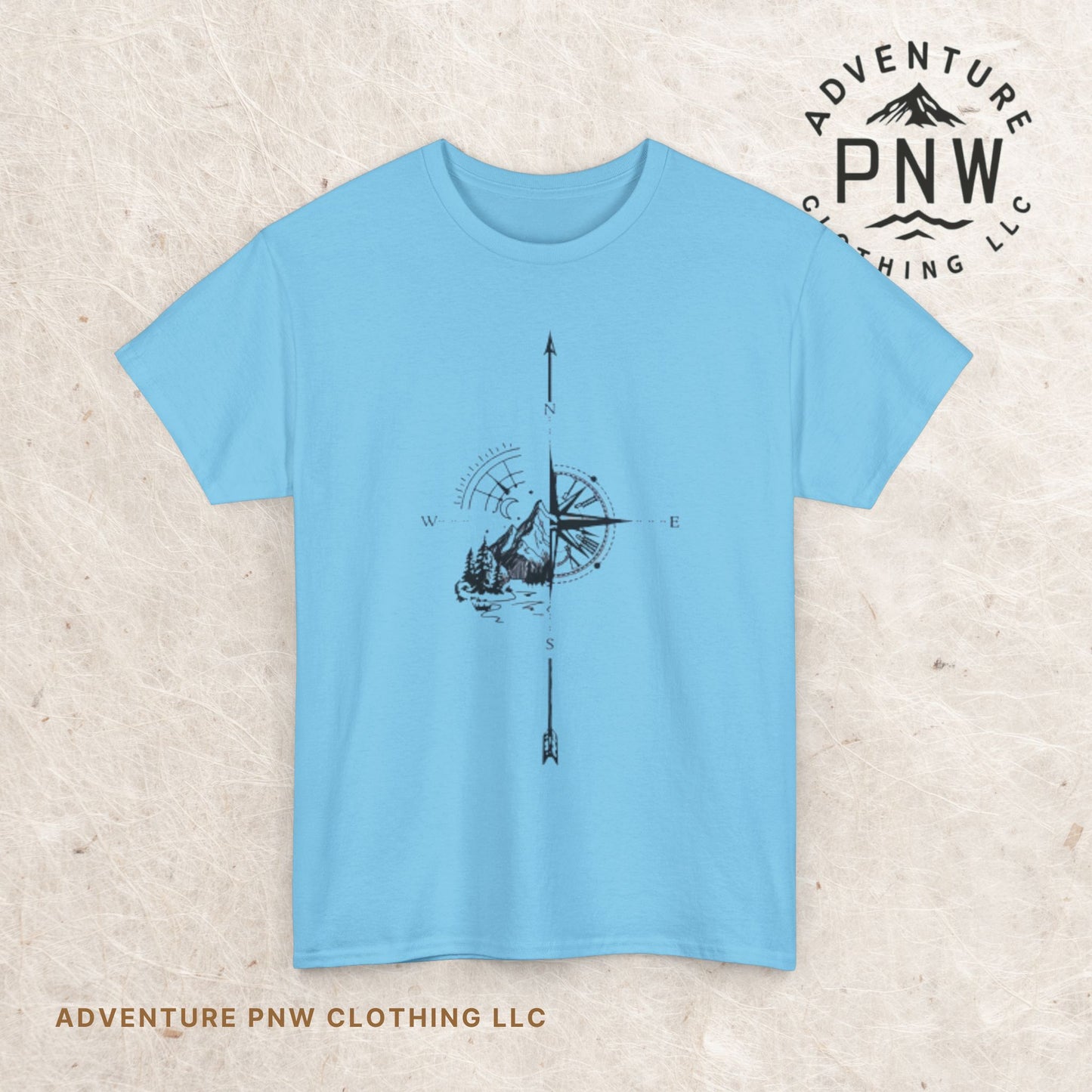 Mountain Compass Pattern Unisex Tee, Adventure Lover Hiking Tshirt, Traveler Gift Shirt, Nature Outdoor Top