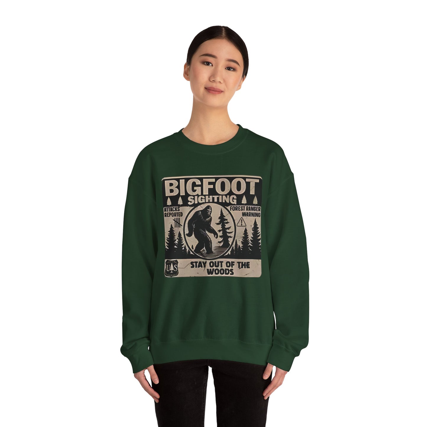 Bigfoot Sighting Retro Sweatshirt, Funny Sasquatch Crewneck, Ranger Warning Forest Attacks Vintage Jumper, Stay Out Woods Unisex Hoodie,