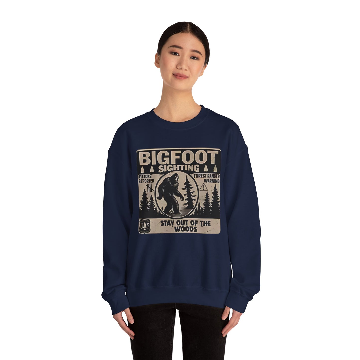 Bigfoot Sighting Retro Sweatshirt, Funny Sasquatch Crewneck, Ranger Warning Forest Attacks Vintage Jumper, Stay Out Woods Unisex Hoodie,