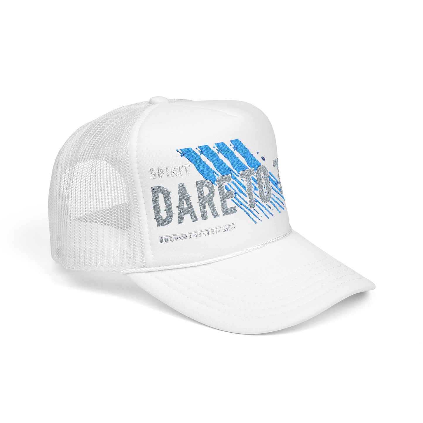 Dare to Try Foam Trucker Hat, Motivational Embroidery Cap, Cool Casual Wear, Gift for Adventurers, Unique Fashion Statement