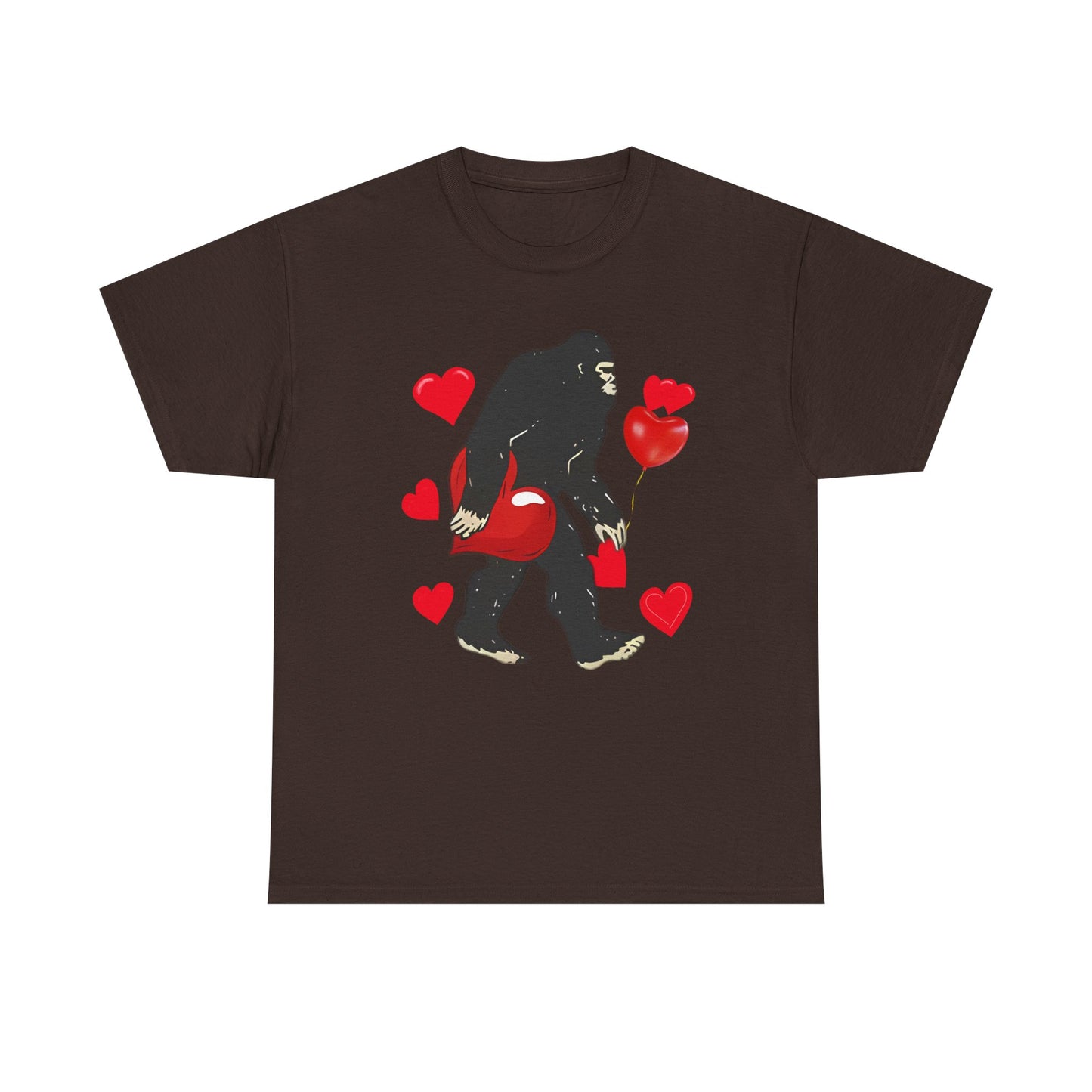 Bigfoot Valentine Shirt, Funny Bigfoot Love Tee, Valentines Day Gift, V-Day Heart T-Shirt, Unisex Heavy Cotton Tee, Sasquatch Valentine
