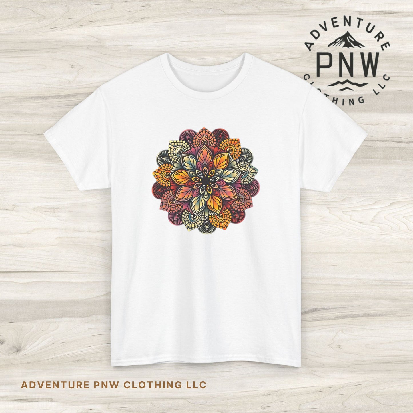 Mandala Floral Printed T Shirt, Women Casual Outdoorsy Tee for Glamping & Hiking, Adventure Shirt, Boho Style Top