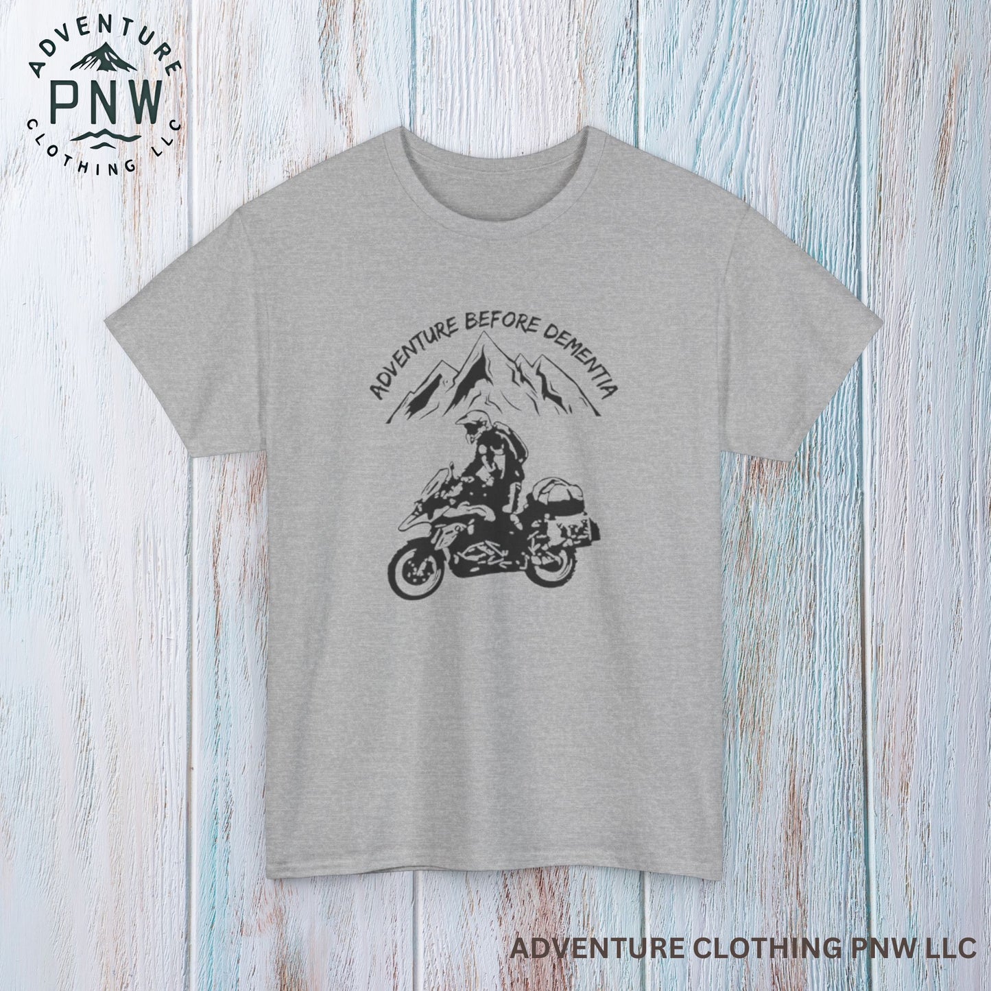 Adventure Before Dementia T-Shirt, Motorcycle & Mountain Travel Tee, Unisex Hiking and Camping Shirt for Outdoor Enthusiasts