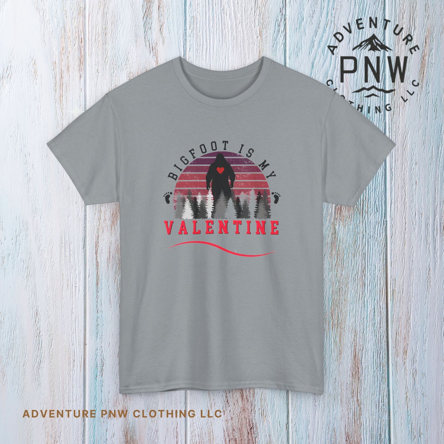 Bigfoot Is My Valentine Unisex Tee, Funny Cryptid Gift Shirt, V Day Tshirt, Valentines Day Gift