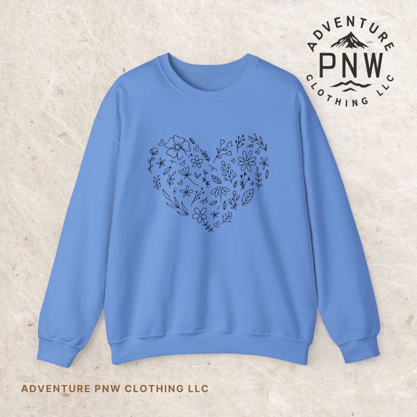Floral Heart Sweatshirt, Boho Flower Heart Design Sweatshirt, Cute Nature Lover Sweatshirt, Botanical T-Shirt, Valentine's Day Gift for Her