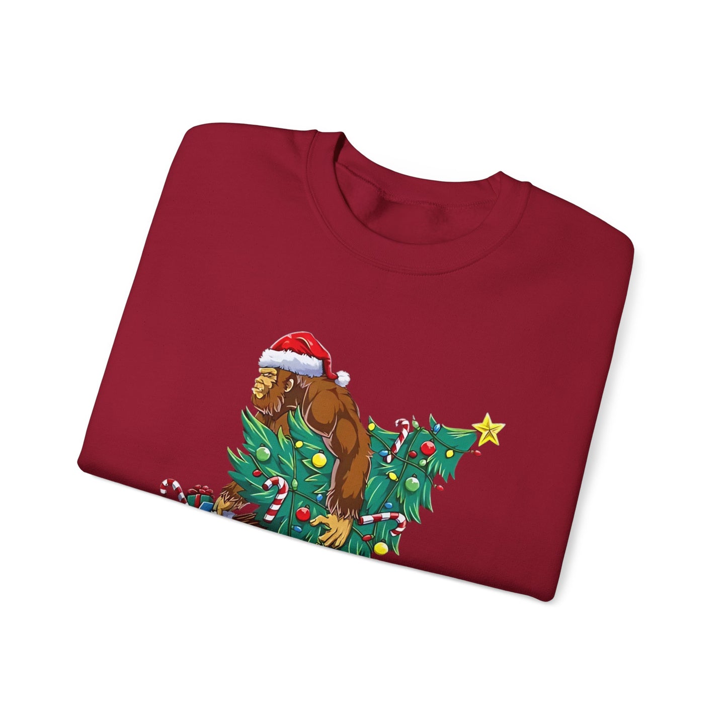 Bigfoot Christmas Lights Sweatshirt, Sasquatch Xmas Jumper, Holiday Bigfoot Sweater, Unisex Bigfoot Crewneck, Christmas Sweatshirt for Men