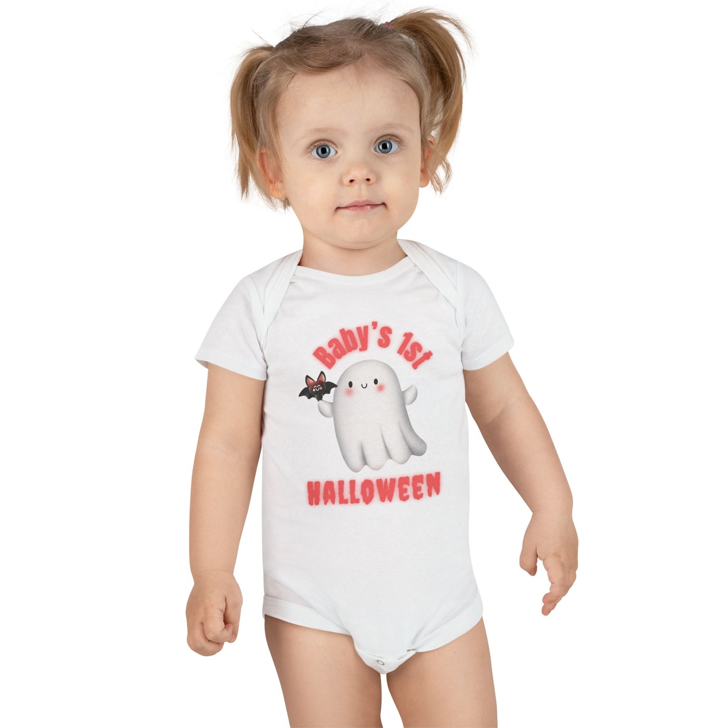 Baby Bodysuit Onesie, 1st Halloween, Cute Ghost and Bat Design, Infant Romper, Halloween Outfit, Baby Shower Gift, Organic Cotton Jumpsuit