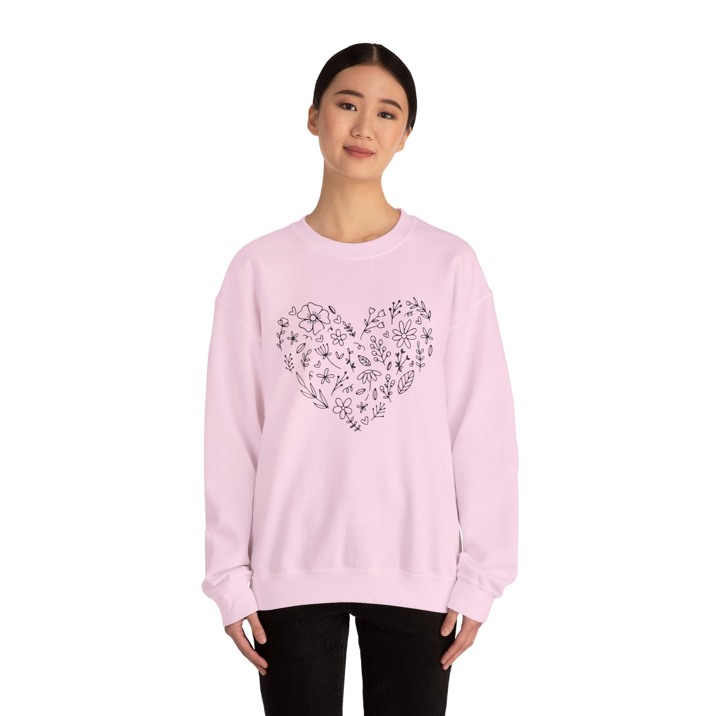 Floral Heart Sweatshirt, Boho Flower Heart Design Sweatshirt, Cute Nature Lover Sweatshirt, Botanical T-Shirt, Valentine's Day Gift for Her