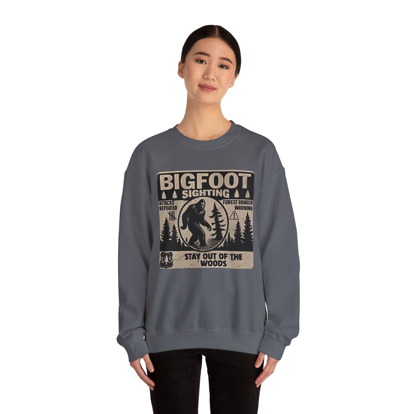 Bigfoot Sighting Retro Sweatshirt, Funny Sasquatch Crewneck, Ranger Warning Forest Attacks Vintage Jumper, Stay Out Woods Unisex Hoodie,