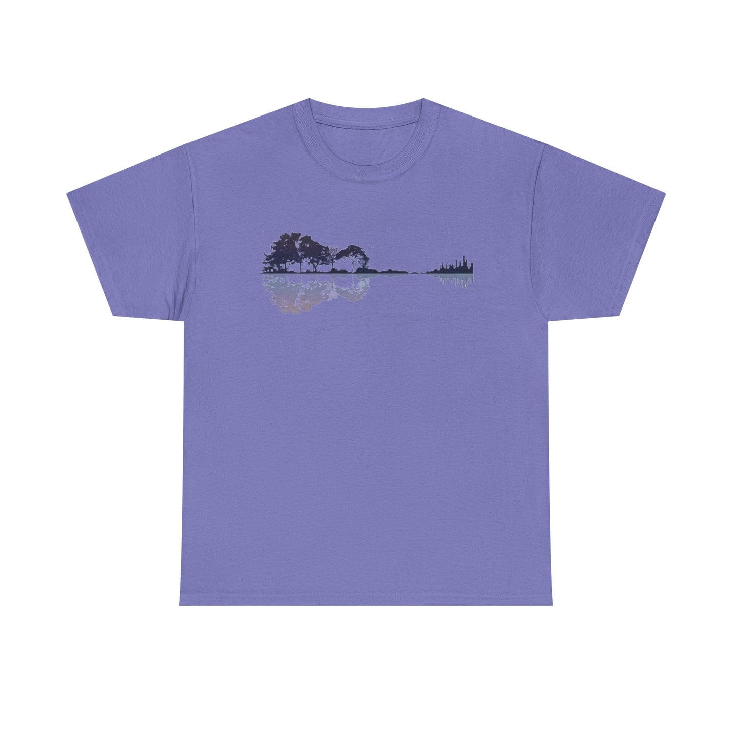 Nature Guitar Men T-Shirt, Creative Guitar Printed Tee for Glamping & Adventure, Outdoorsy Shirt