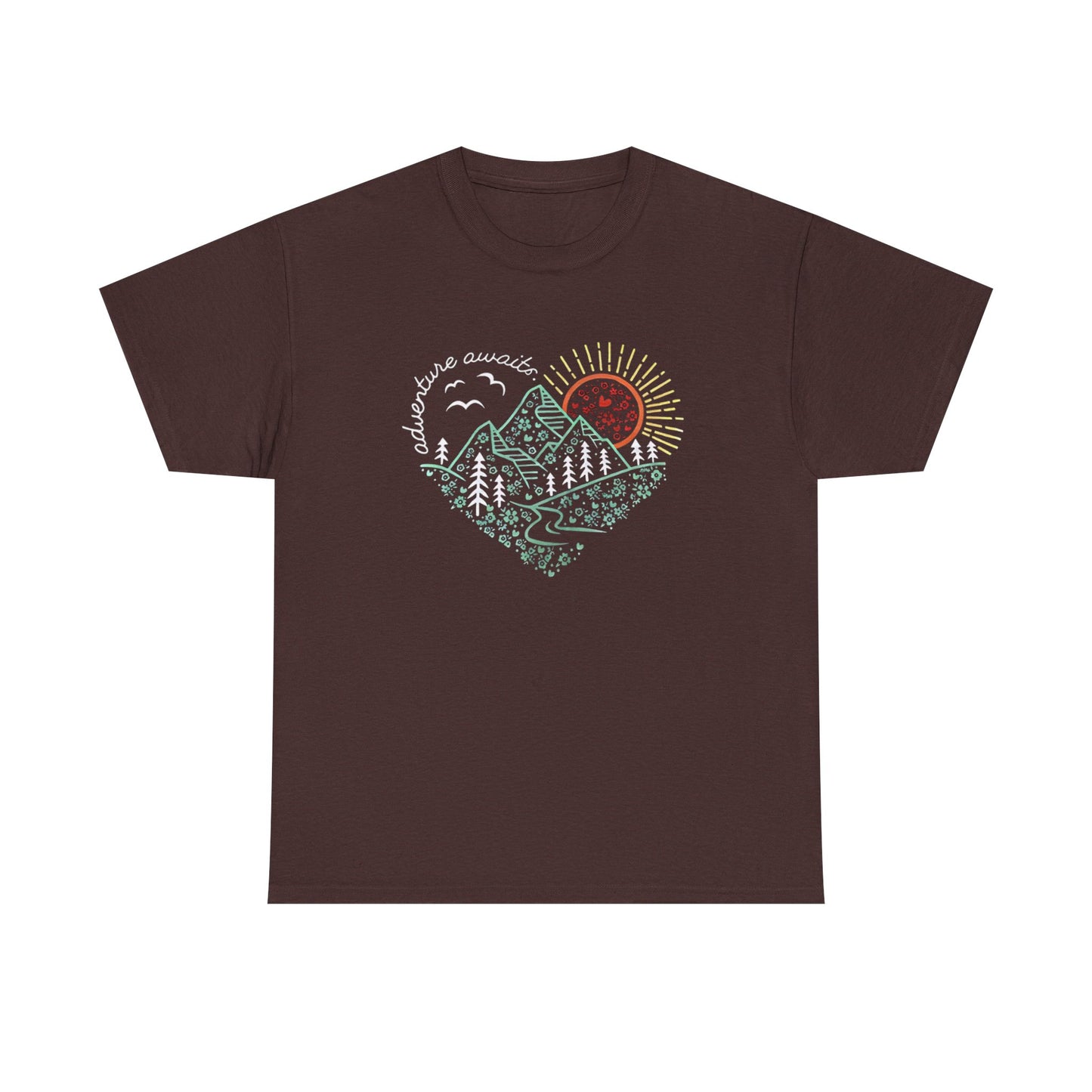Adventure Awaits Unisex Tee, Mountain Hiker Nature Camping Shirt, Gift for Vacation, Outdoor Enthusiast Apparel, Wilderness Explorer Top