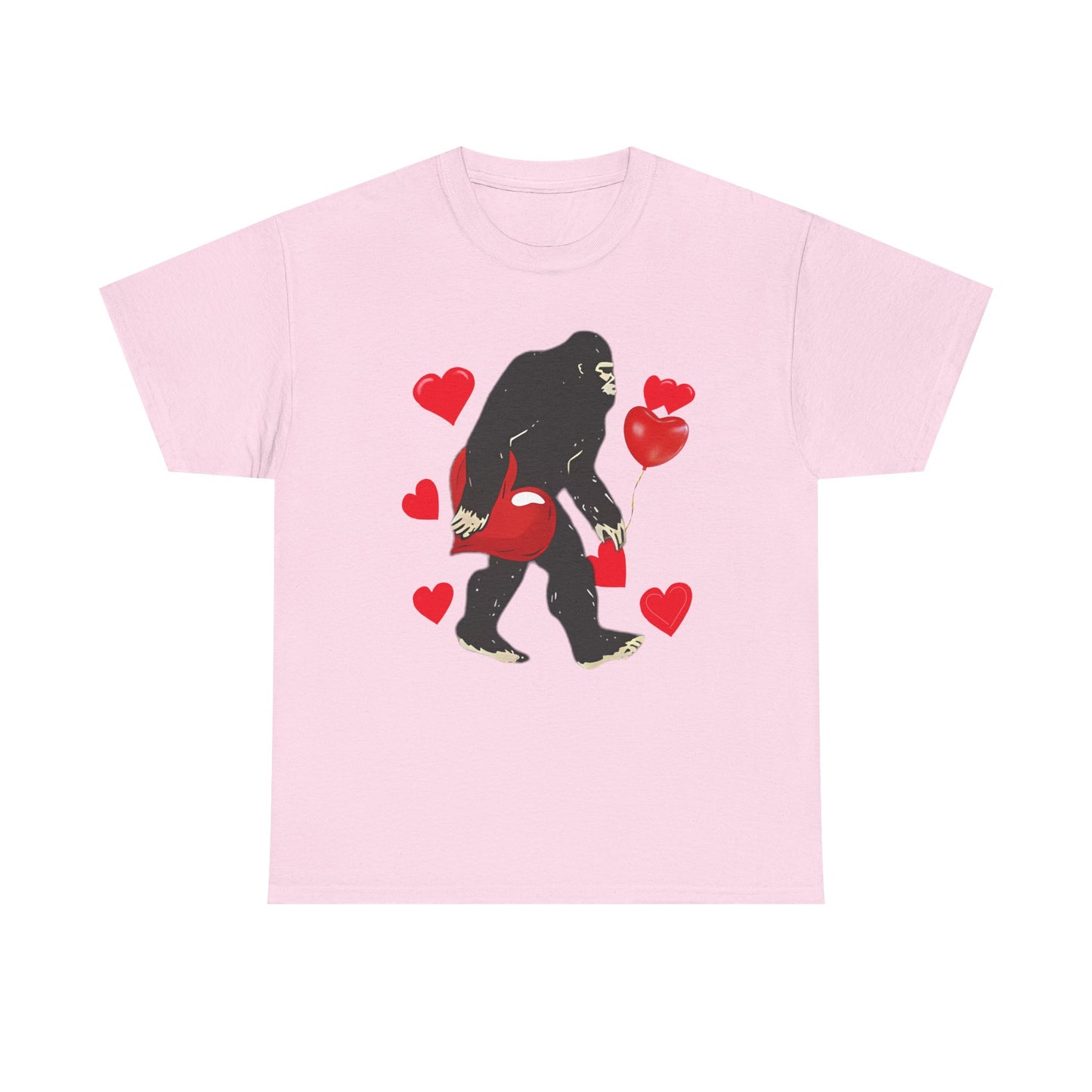 Bigfoot Valentine Shirt, Funny Bigfoot Love Tee, Valentines Day Gift, V-Day Heart T-Shirt, Unisex Heavy Cotton Tee, Sasquatch Valentine