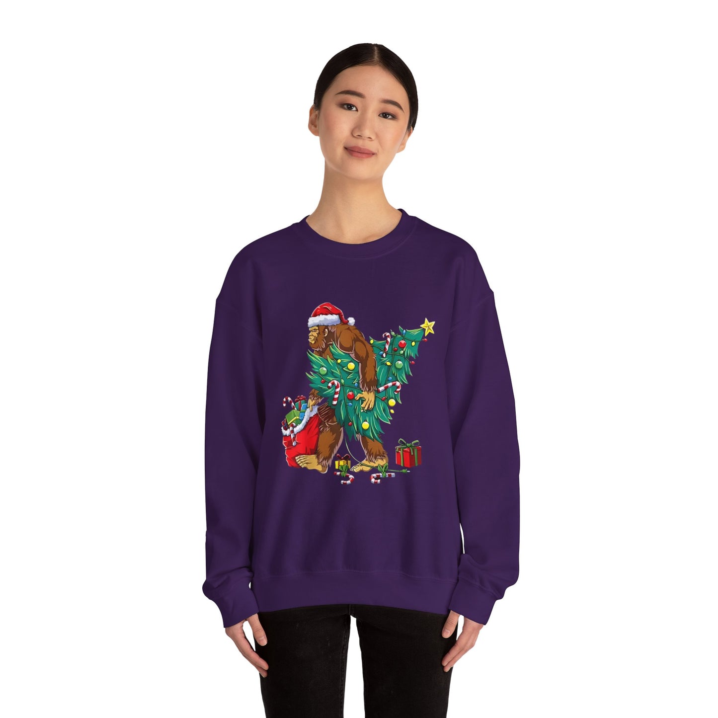 Bigfoot Christmas Lights Sweatshirt, Sasquatch Xmas Jumper, Holiday Bigfoot Sweater, Unisex Bigfoot Crewneck, Christmas Sweatshirt for Men