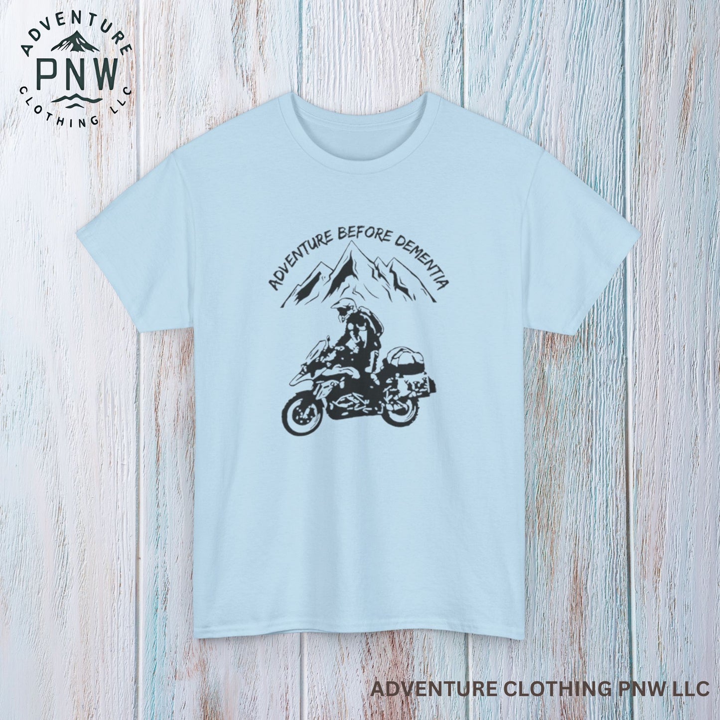 Adventure Before Dementia T-Shirt, Motorcycle & Mountain Travel Tee, Unisex Hiking and Camping Shirt for Outdoor Enthusiasts