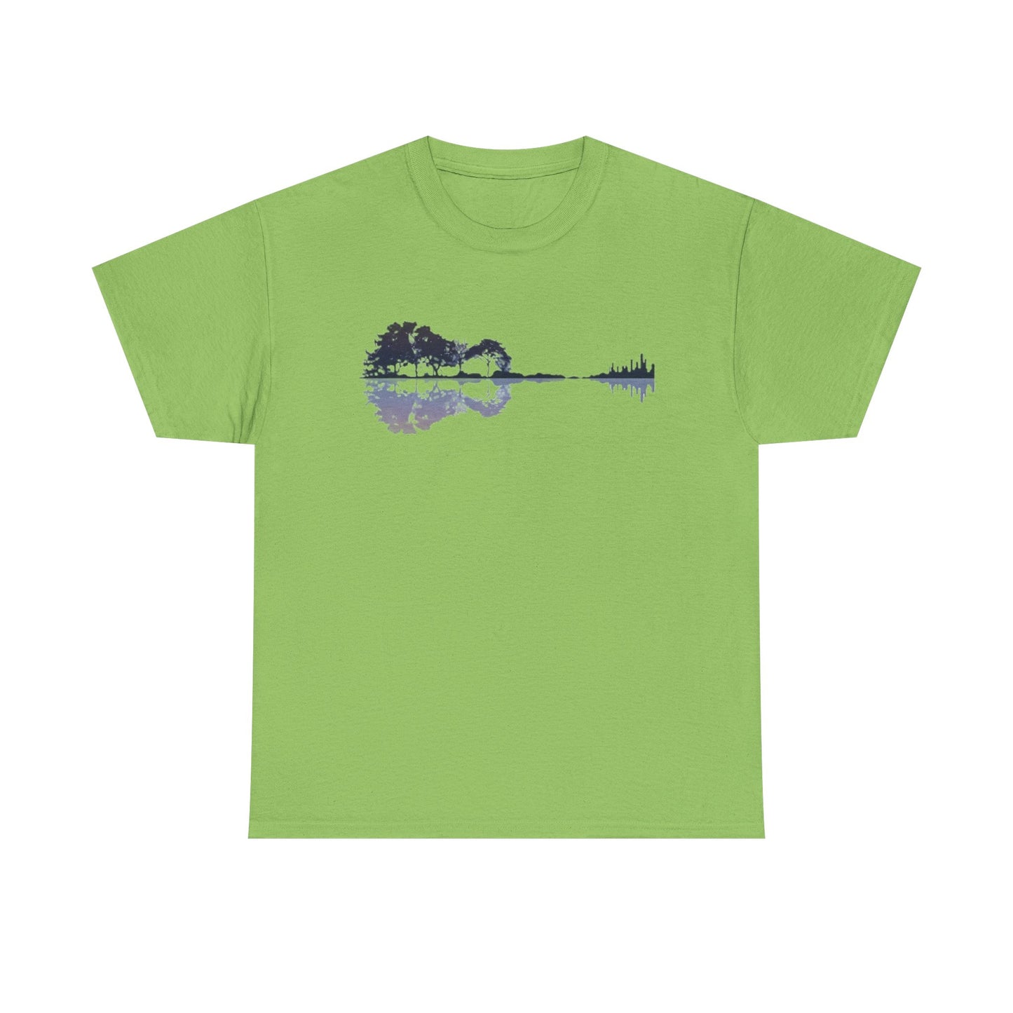 Nature Guitar Men T-Shirt, Creative Guitar Printed Tee for Glamping & Adventure, Outdoorsy Shirt