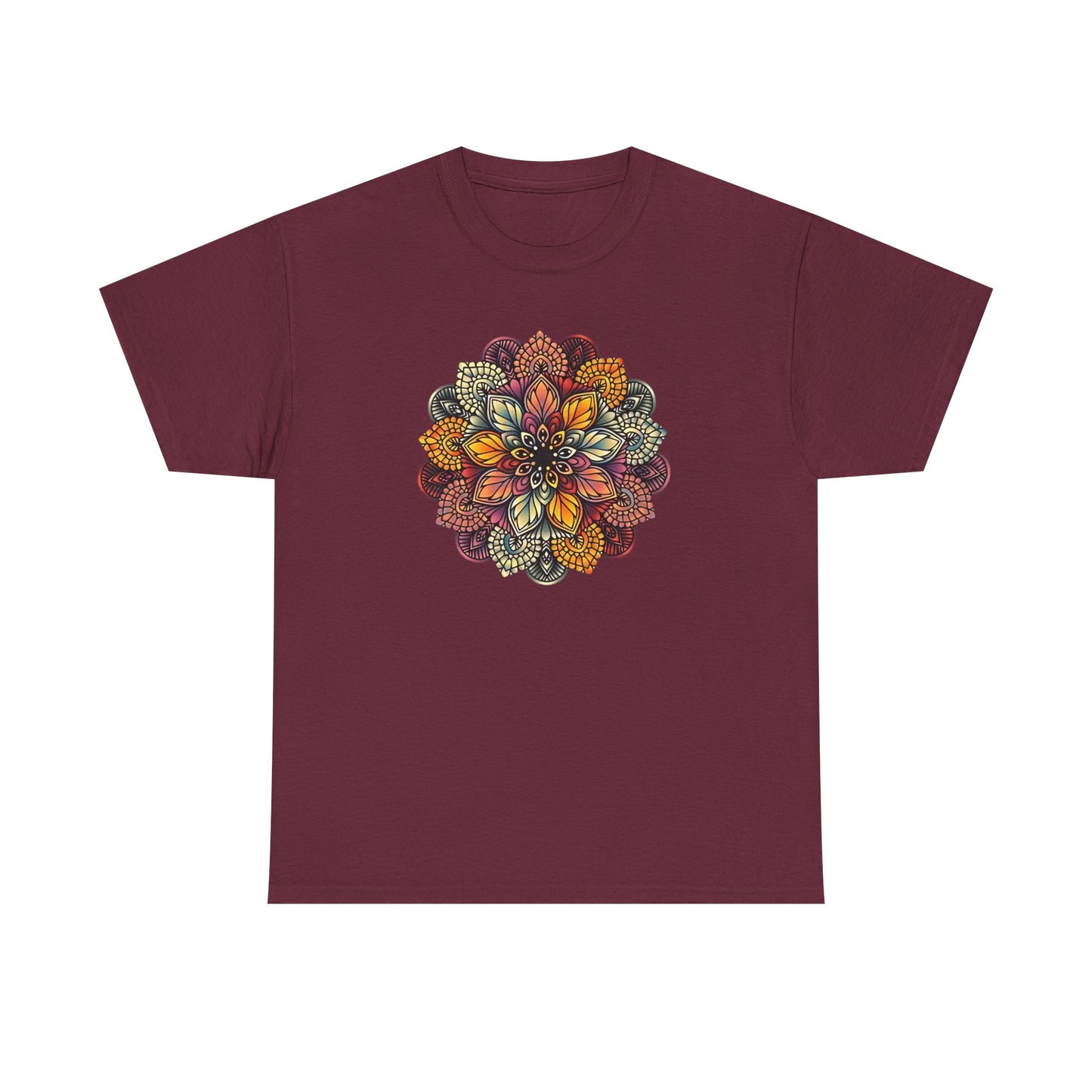 Mandala Floral Printed T Shirt, Women Casual Outdoorsy Tee for Glamping & Hiking, Adventure Shirt, Boho Style Top