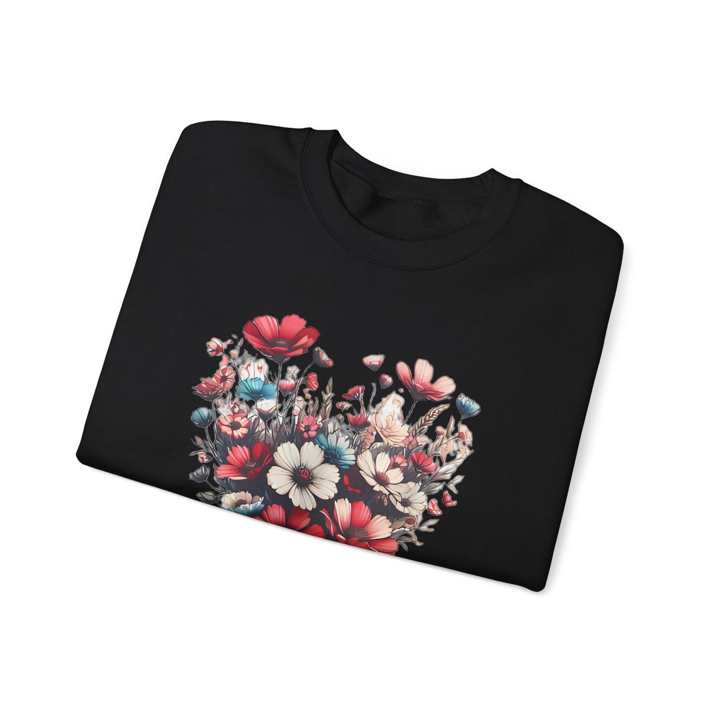 Heart Shaped Flowers Sweatshirt - Floral Graphic Shirt, Botanical Garden Lover Gift, Romantic Nature Print Apparel, Spring Blossoms Top,