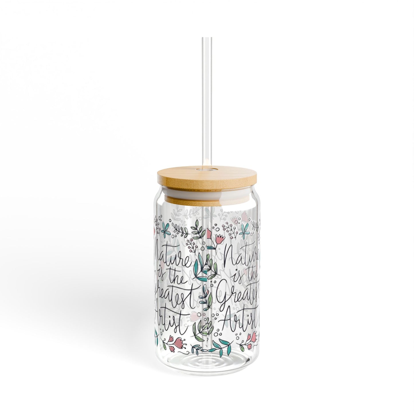 Floral Sipper Glass, Nature Is The Greatest Artist, Cute Wildflower 16oz Cup, Valentine's Day Gift For Her, Flower Lover Mug, Unique Glass