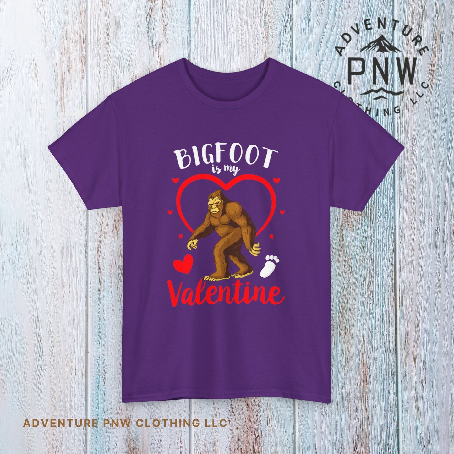 Bigfoot Is My Valentine Unisex Tee, Bigfoot Lover Gift, Cryptid Valentine Shirt, Folklore Love Tee, Funny Vday Tee, Valentines Day Gift