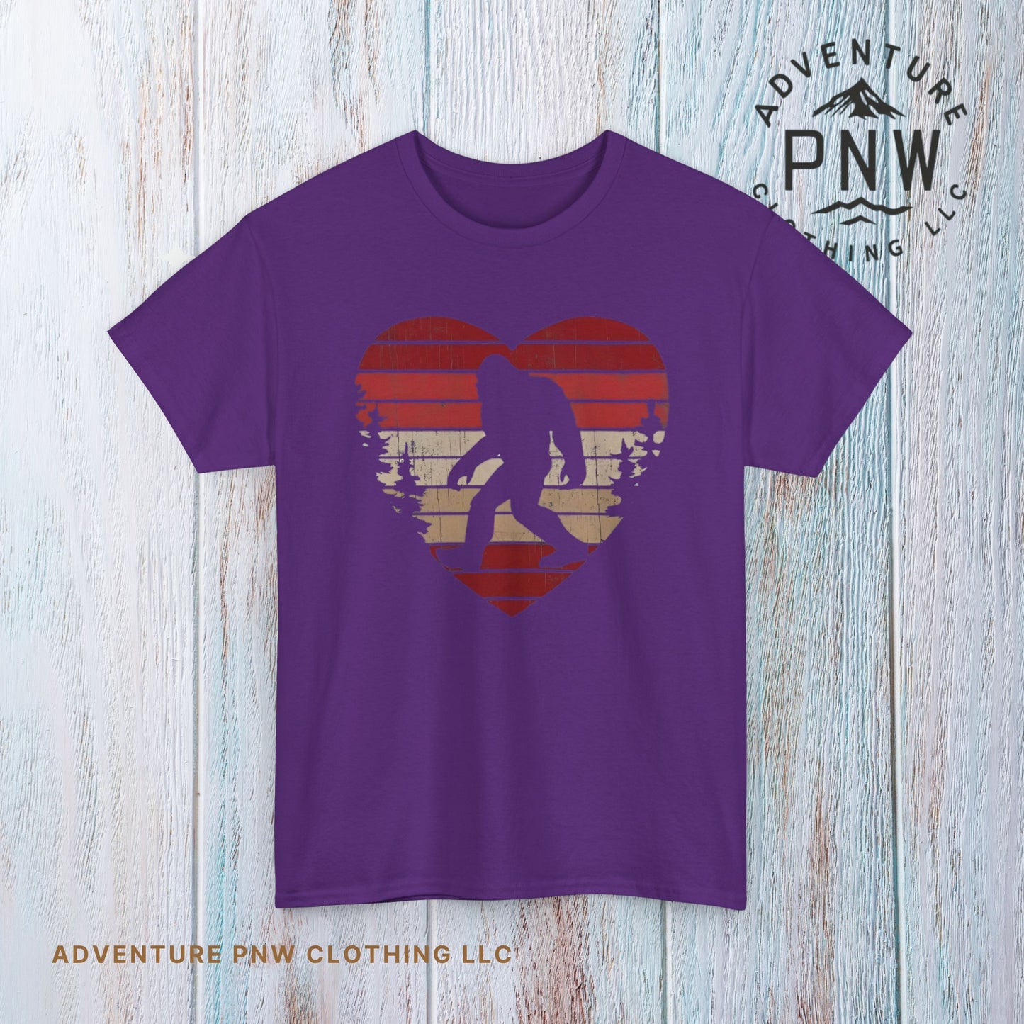 Bigfoot Heart Valentines Day Unisex Tee, Love Sasquatch Shirt, Valentines Day Shirt for Men Boys Girls Kids, Bigfoot Lover Gift, Cute