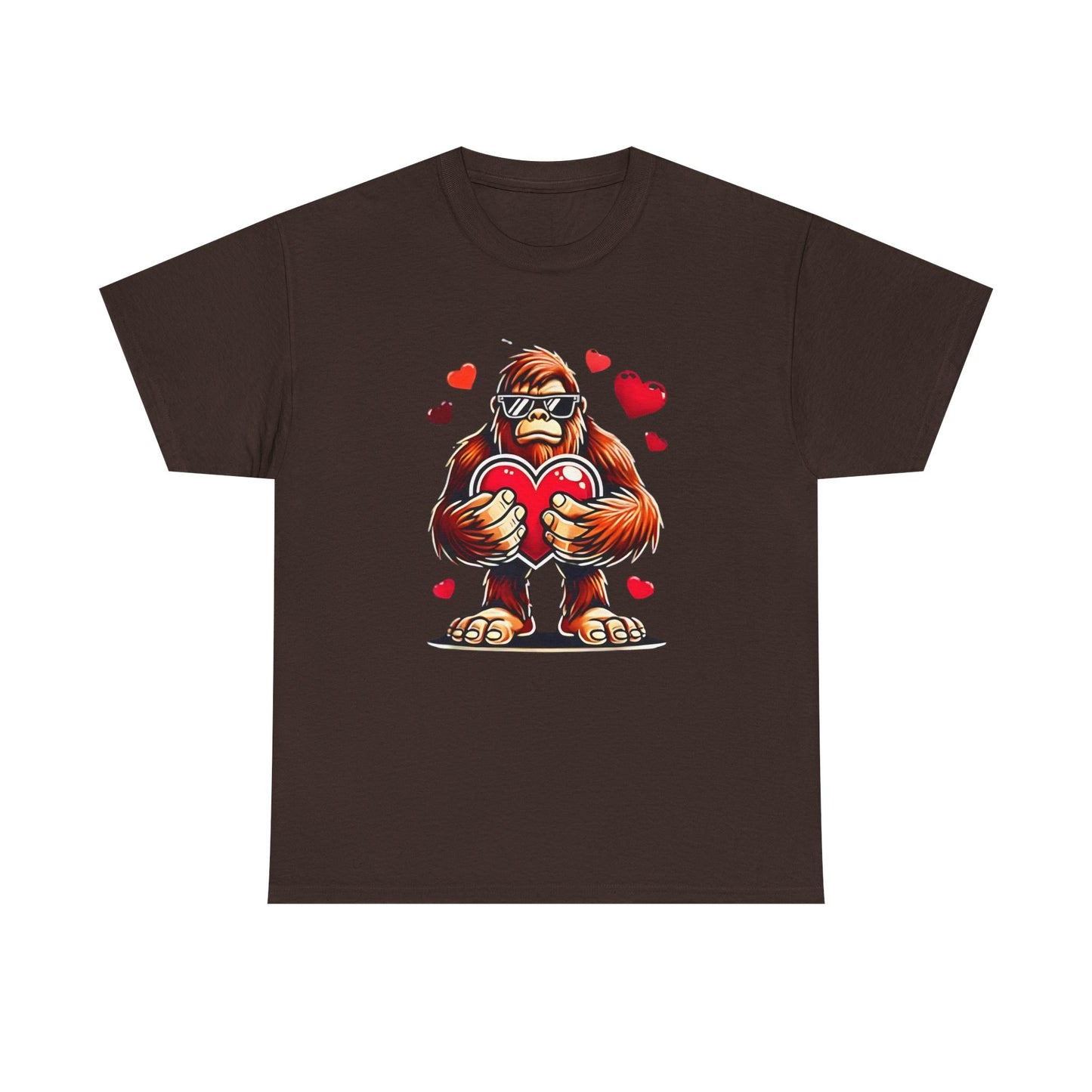 Bigfoot Heart Sunglasses T-Shirt, Funny Sasquatch Shirt, Valentines Day Tee, Unisex Cotton Top, Gift for Boys