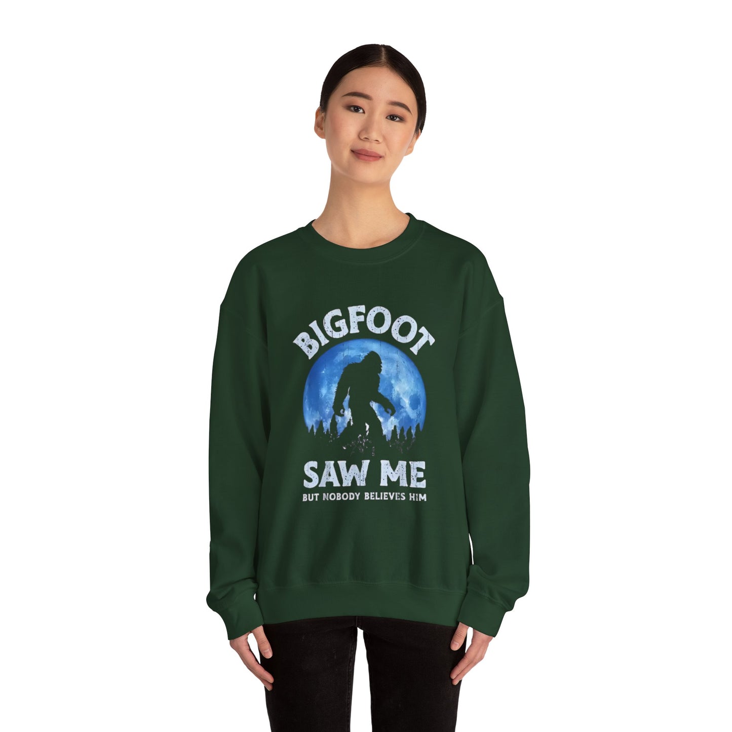 Funny Sasquatch Vintage Unisex Sweatshirt, Bigfoot Saw Me Shirt, Gift for Cryptid Lover, Yeti Graphic Pullover, Cryptozoology Crewneck