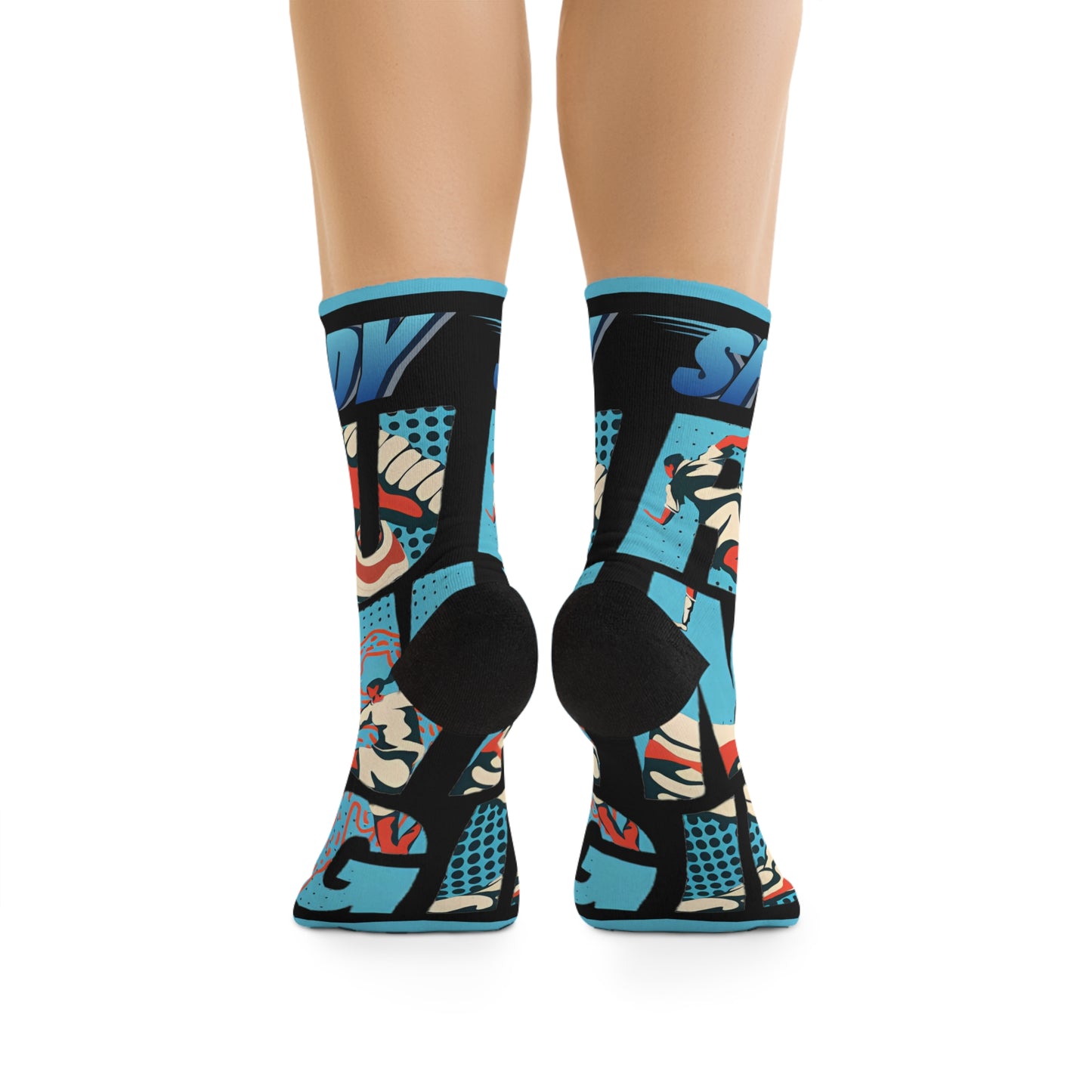 Bold Graphic Recycled Poly Socks | Eco-Friendly Footwear for Athletes, Speed Lovers, Gift for Sports Enthusiasts, Unique Fashion Statement,