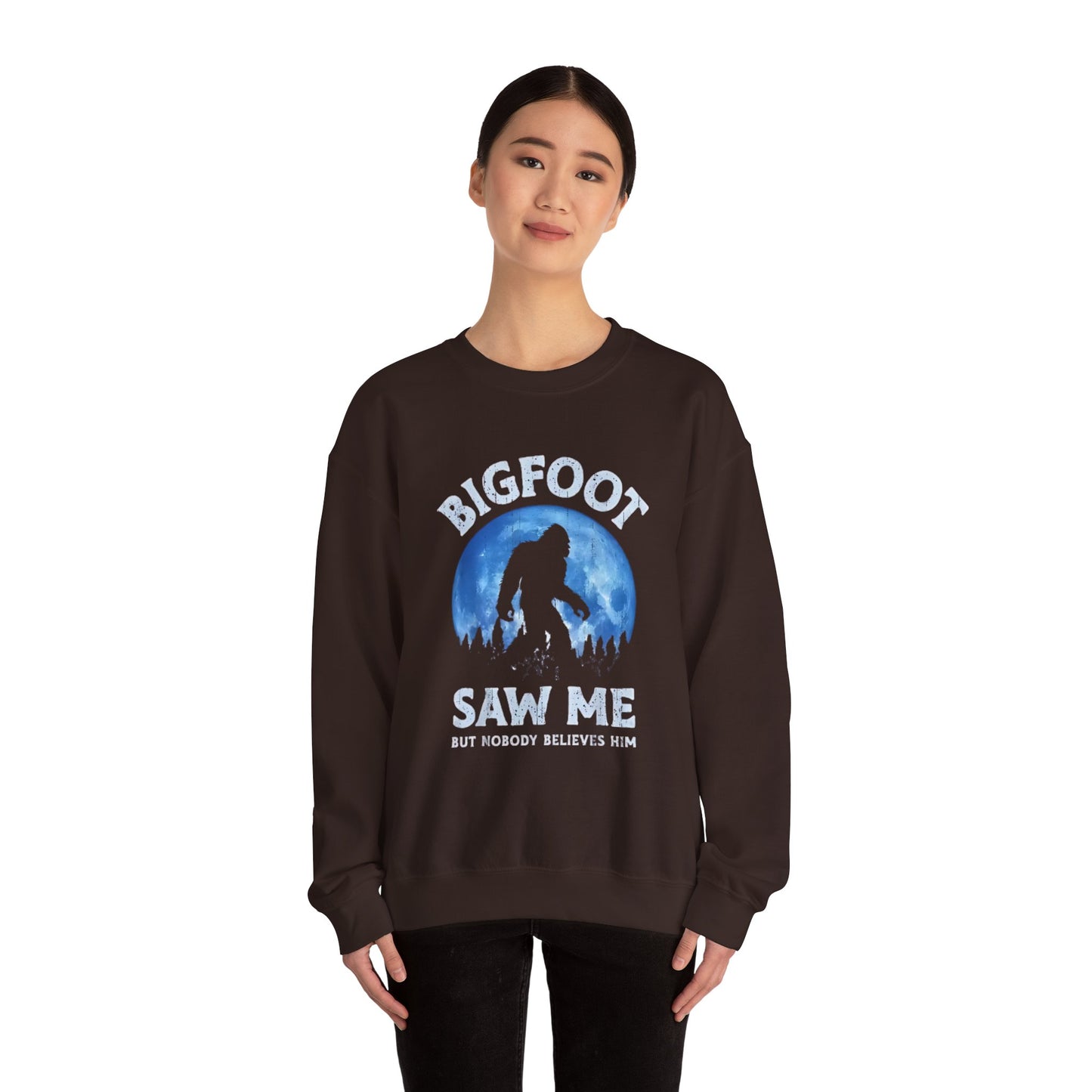 Funny Sasquatch Vintage Unisex Sweatshirt, Bigfoot Saw Me Shirt, Gift for Cryptid Lover, Yeti Graphic Pullover, Cryptozoology Crewneck
