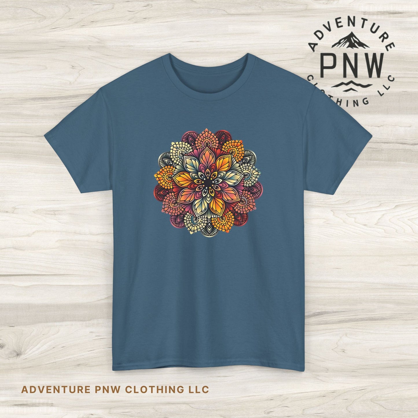 Mandala Floral Printed T Shirt, Women Casual Outdoorsy Tee for Glamping & Hiking, Adventure Shirt, Boho Style Top