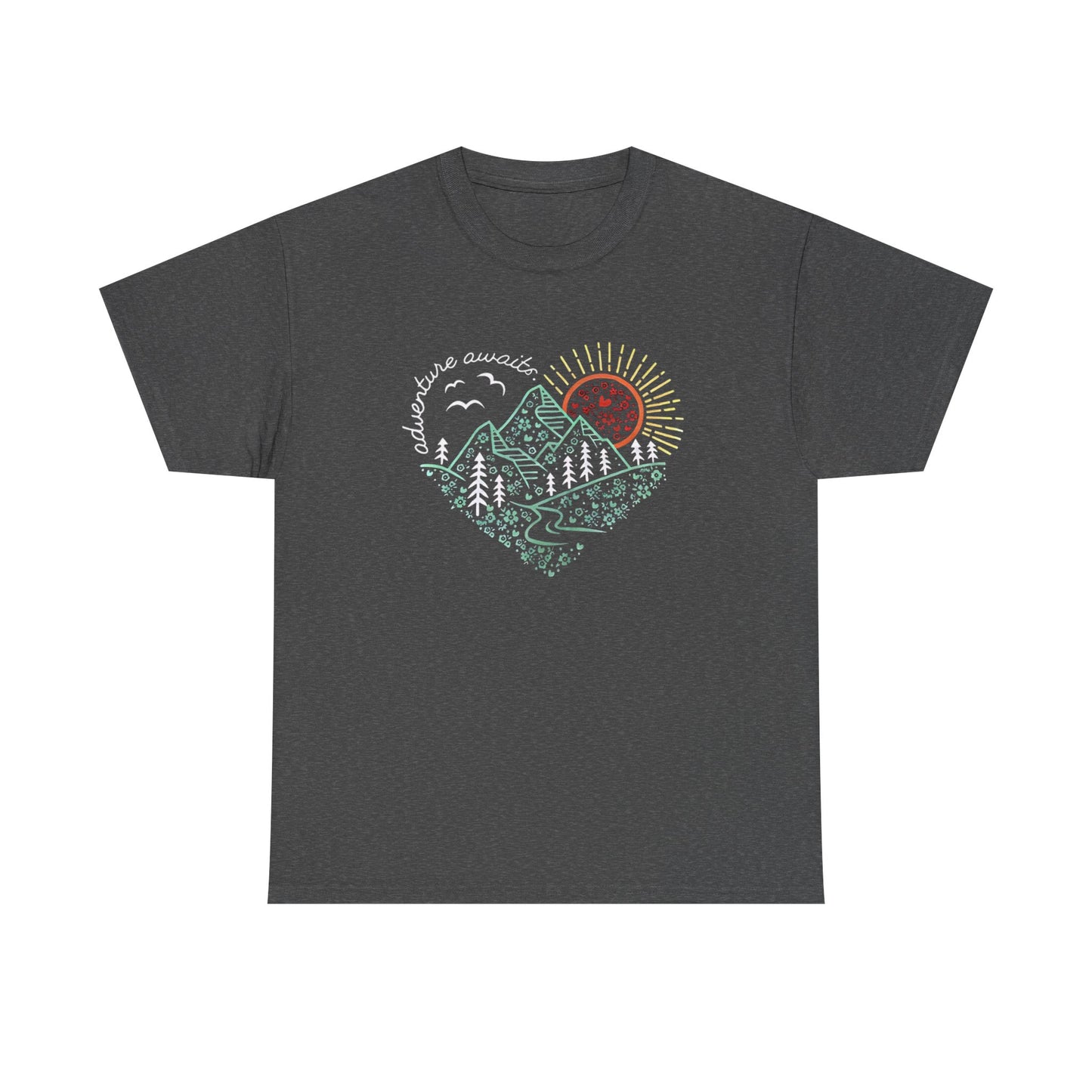 Adventure Awaits Unisex Tee, Mountain Hiker Nature Camping Shirt, Gift for Vacation, Outdoor Enthusiast Apparel, Wilderness Explorer Top