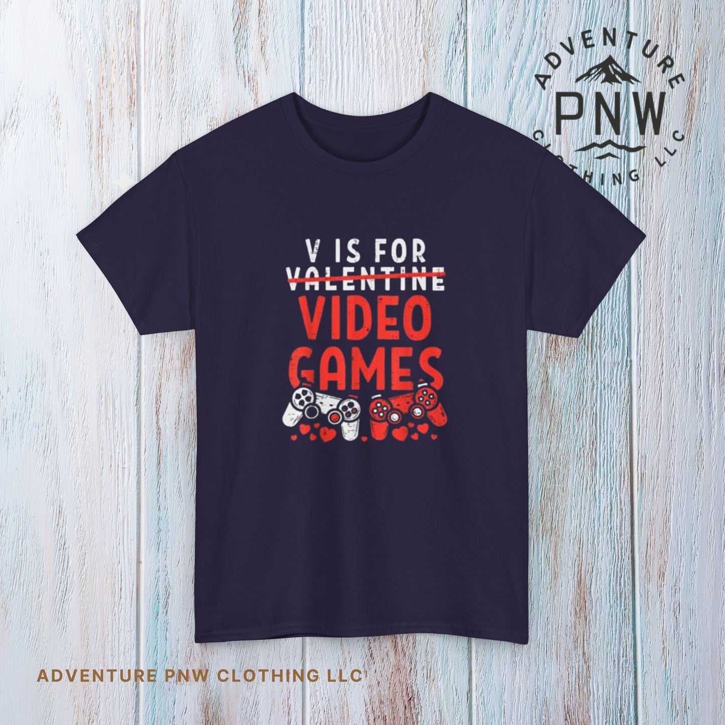 Funny Valentines Day T-Shirt for Gamers V is for Video Games Gift for Boys, Men, and Gaming Enthusiasts Unisex T-shirt