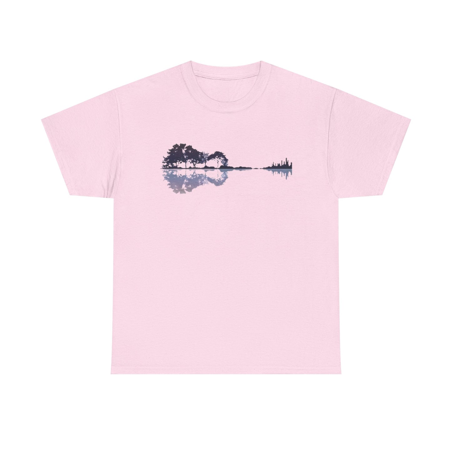 Nature Guitar Men T-Shirt, Creative Guitar Printed Tee for Glamping & Adventure, Outdoorsy Shirt