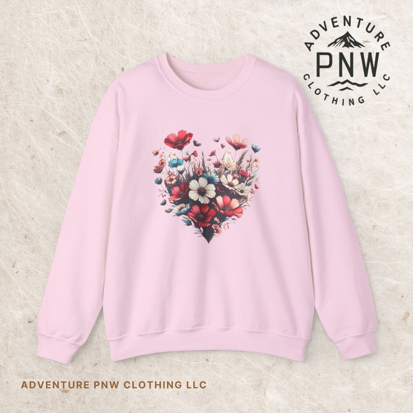 Heart Shaped Flowers Sweatshirt - Floral Graphic Shirt, Botanical Garden Lover Gift, Romantic Nature Print Apparel, Spring Blossoms Top,