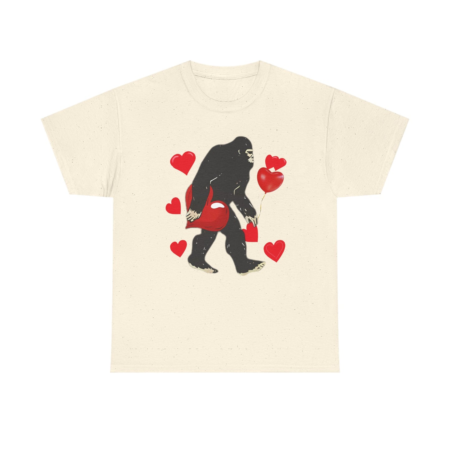 Bigfoot Valentine Shirt, Funny Bigfoot Love Tee, Valentines Day Gift, V-Day Heart T-Shirt, Unisex Heavy Cotton Tee, Sasquatch Valentine