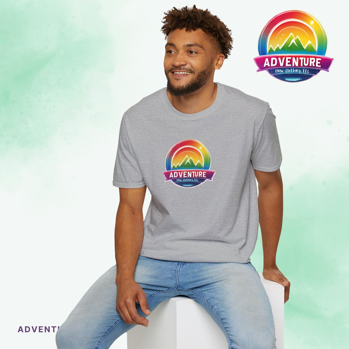 PRIDE Adventure PNW Mountain T-shirt Rainbow Colorful