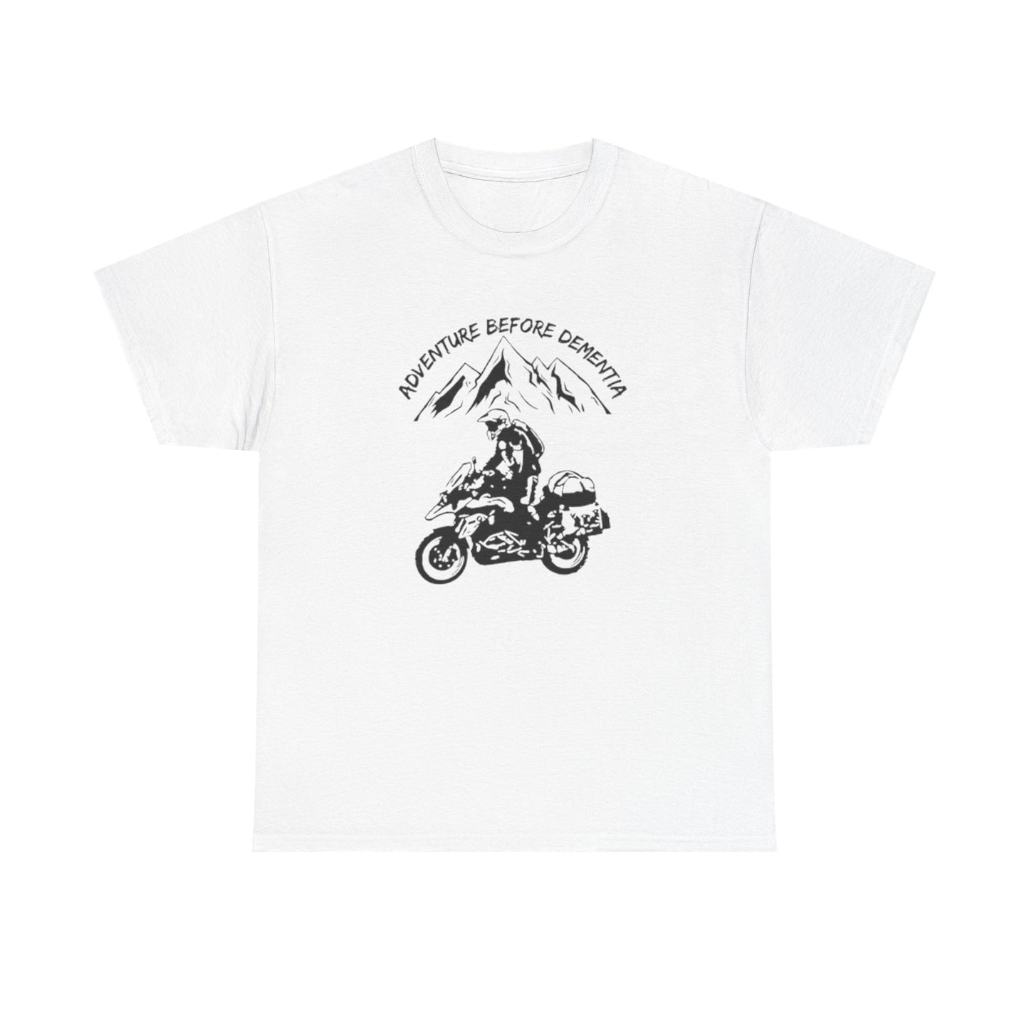 Adventure Before Dementia T-Shirt, Motorcycle & Mountain Travel Tee, Unisex Hiking and Camping Shirt for Outdoor Enthusiasts