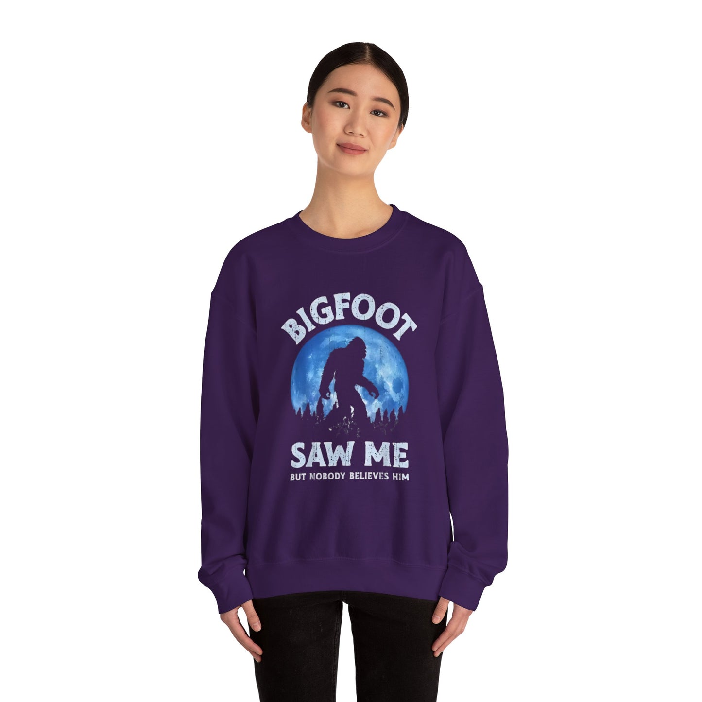 Funny Sasquatch Vintage Unisex Sweatshirt, Bigfoot Saw Me Shirt, Gift for Cryptid Lover, Yeti Graphic Pullover, Cryptozoology Crewneck