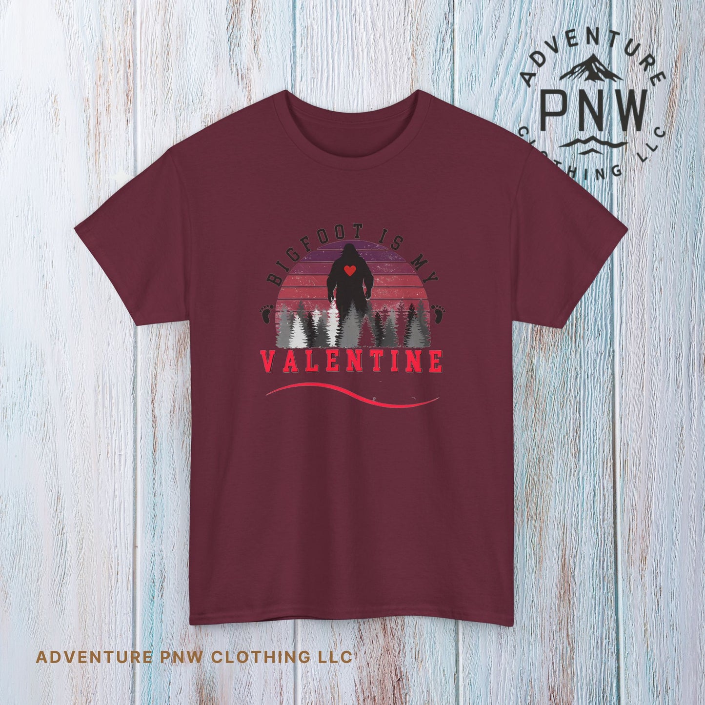 Bigfoot Is My Valentine Unisex Tee, Funny Cryptid Gift Shirt, V Day Tshirt, Valentines Day Gift