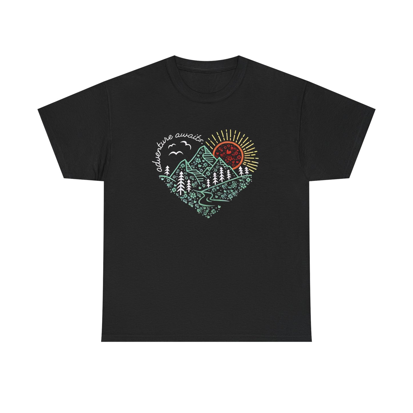 Adventure Awaits Unisex Tee, Mountain Hiker Nature Camping Shirt, Gift for Vacation, Outdoor Enthusiast Apparel, Wilderness Explorer Top